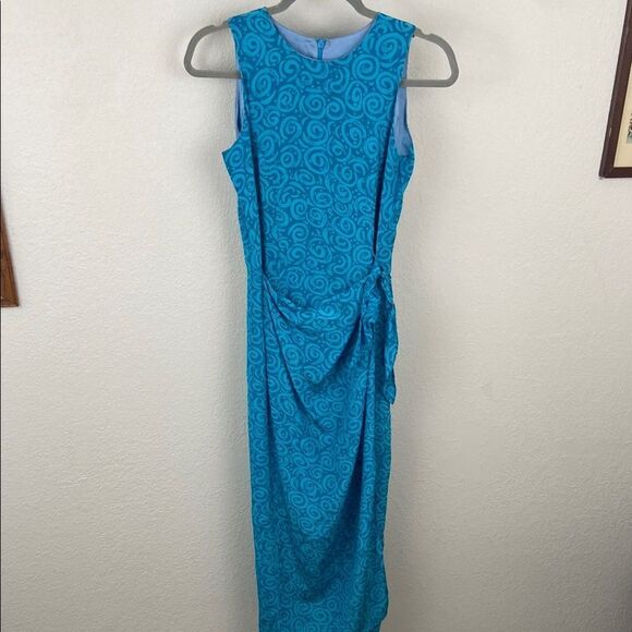 Vintage Spenser Jeremy Silk Blue Sleeveless Dress size 6 - Picture 1 of 7